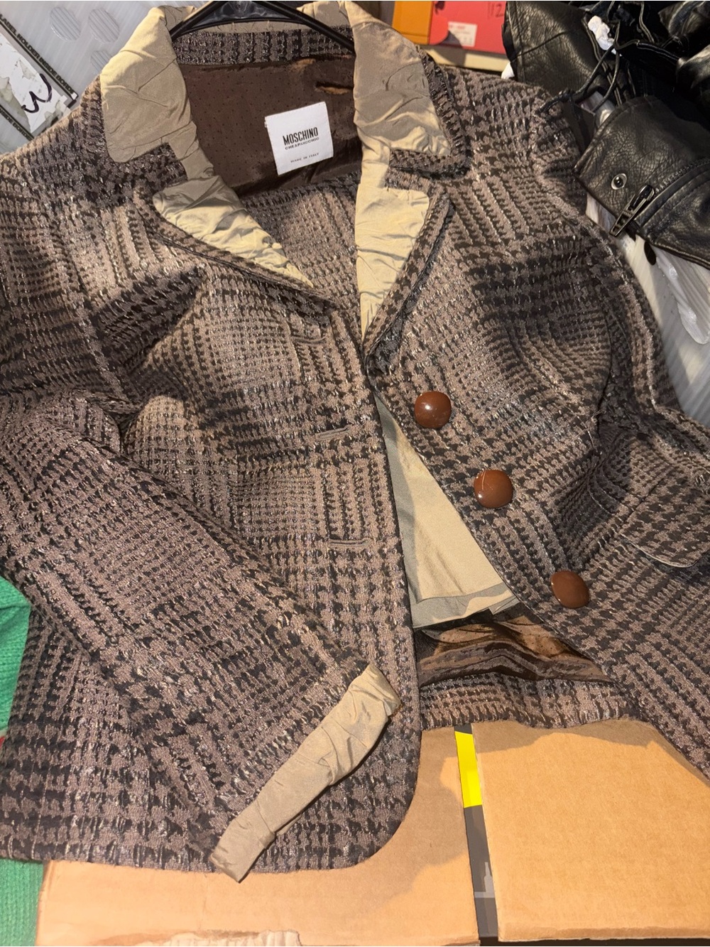 Moschino Brown Plaid Women's Jacket’s and skirt